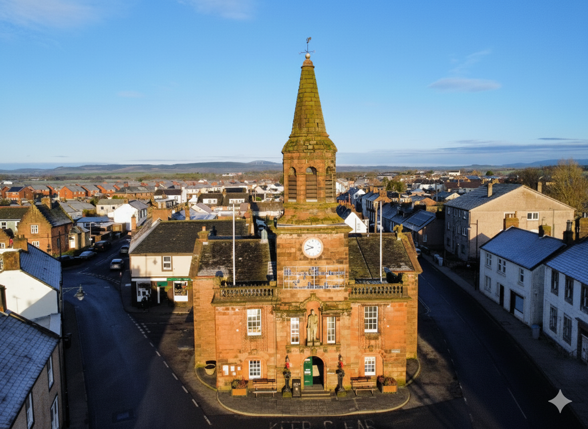 Lochmaben Town Hall at sunrise (2022)